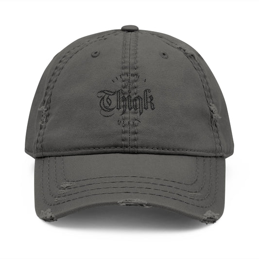 Distressed Thiqk Hat with 'Thiqk' Embroidery - Casual Stylish Cap for Everyday Wear