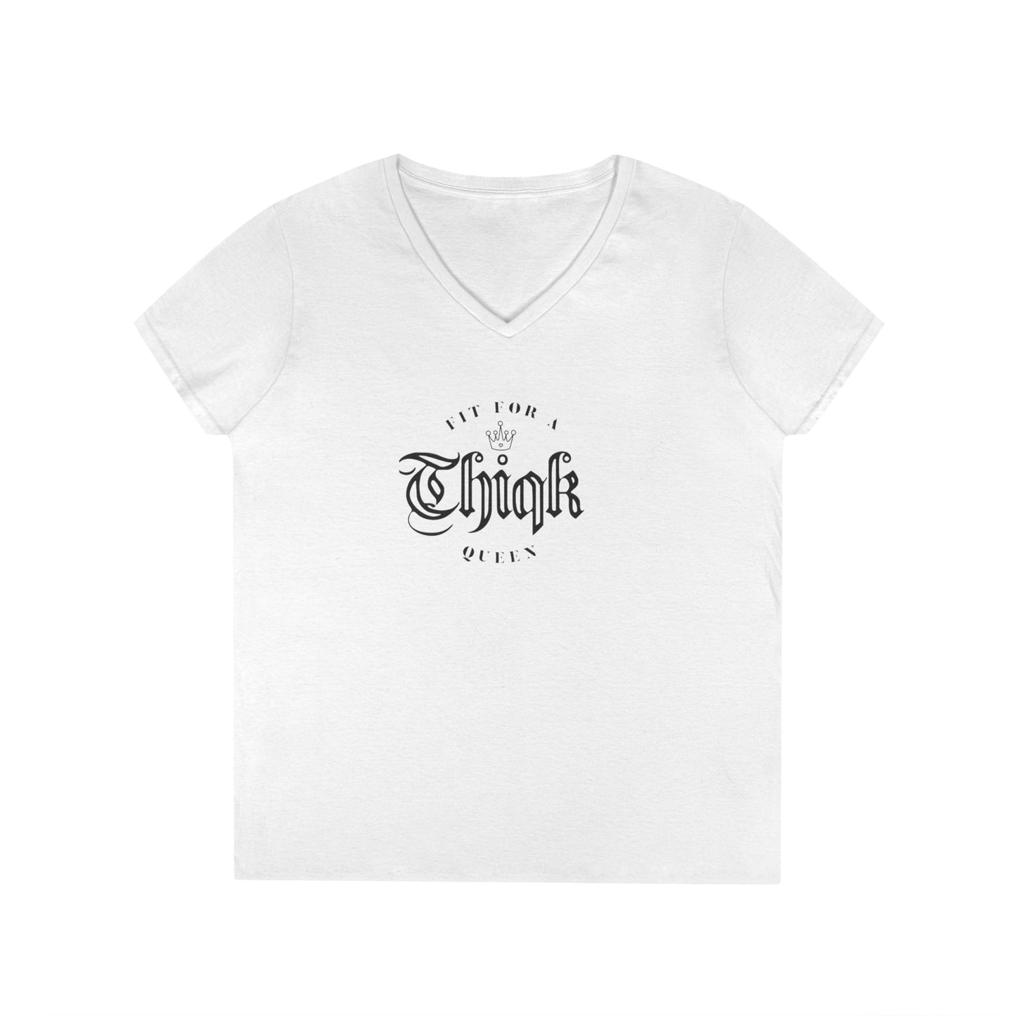 Thiqk's Fit for a Queen Ladies' V-Neck T-Shirt - Empowering Graphic Tee
