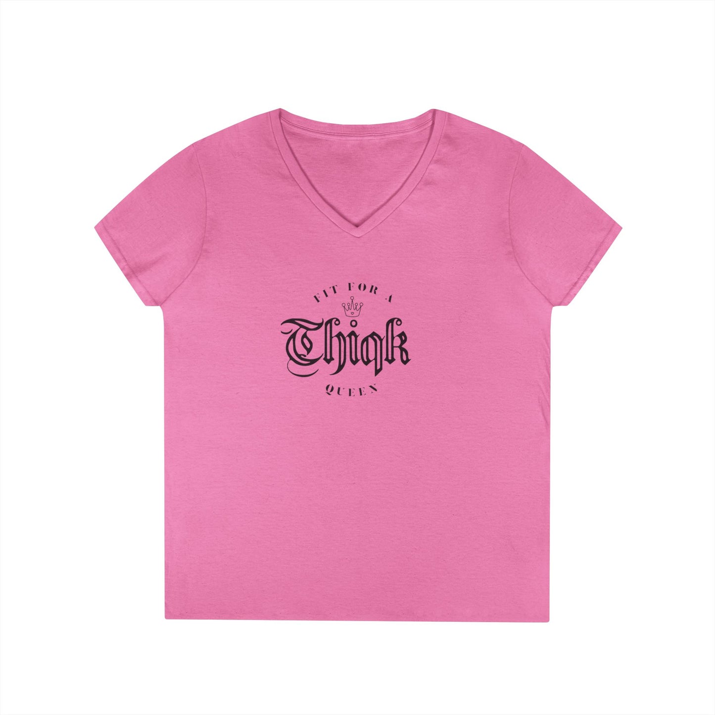 Thiqk's Fit for a Queen Ladies' V-Neck T-Shirt - Empowering Graphic Tee