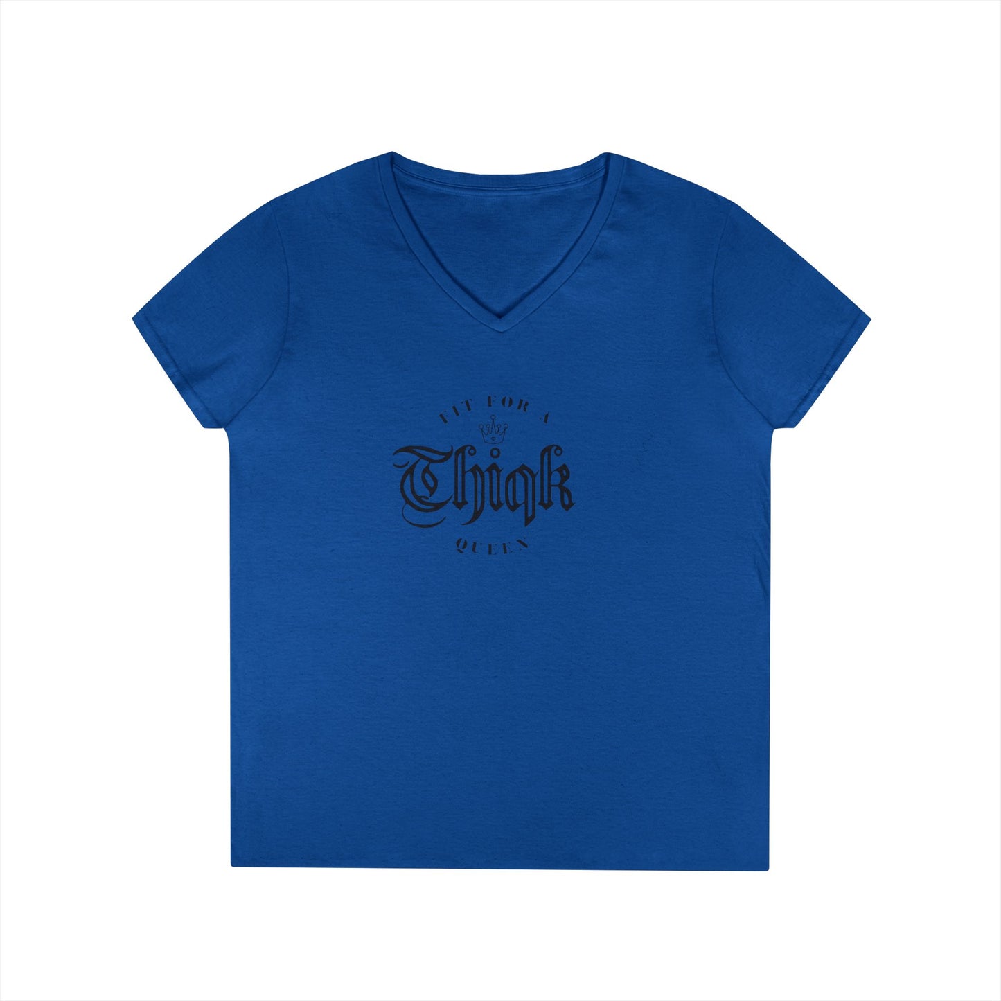 Thiqk's Fit for a Queen Ladies' V-Neck T-Shirt - Empowering Graphic Tee