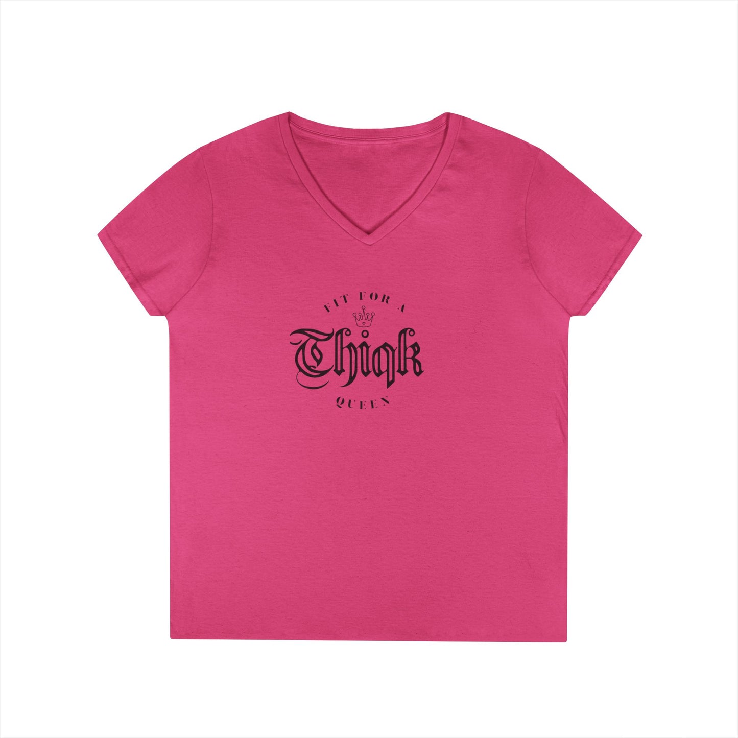 Thiqk's Fit for a Queen Ladies' V-Neck T-Shirt - Empowering Graphic Tee