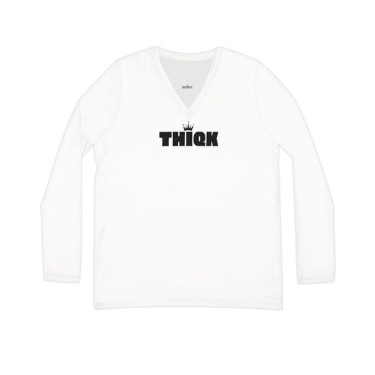 THIQK Women's Long Sleeve V-neck Shirt
