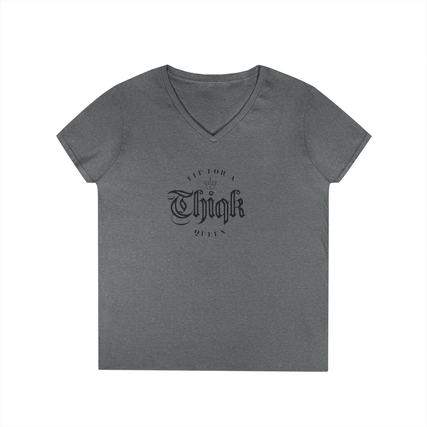 Thiqk's Fit for a Queen Ladies' V-Neck T-Shirt - Empowering Graphic Tee