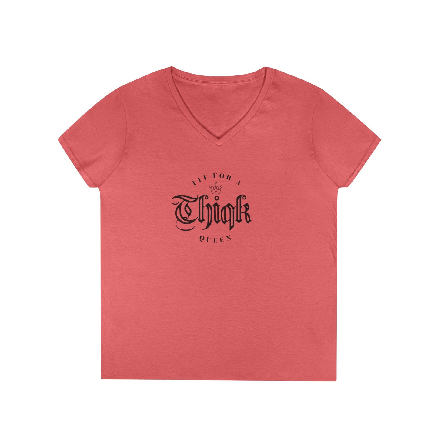 Thiqk's Fit for a Queen Ladies' V-Neck T-Shirt - Empowering Graphic Tee