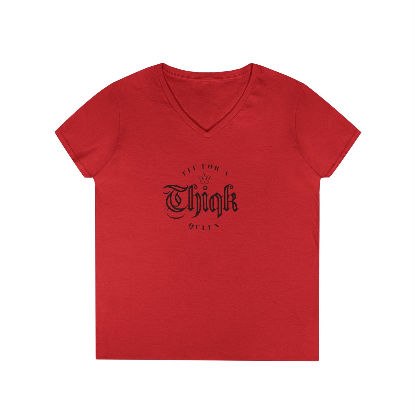 Thiqk's Fit for a Queen Ladies' V-Neck T-Shirt - Empowering Graphic Tee