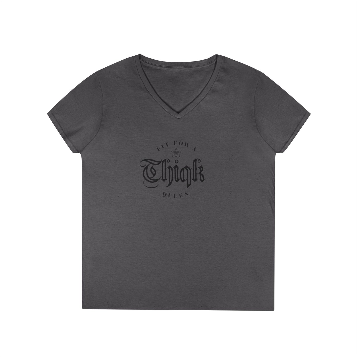 Thiqk's Fit for a Queen Ladies' V-Neck T-Shirt - Empowering Graphic Tee