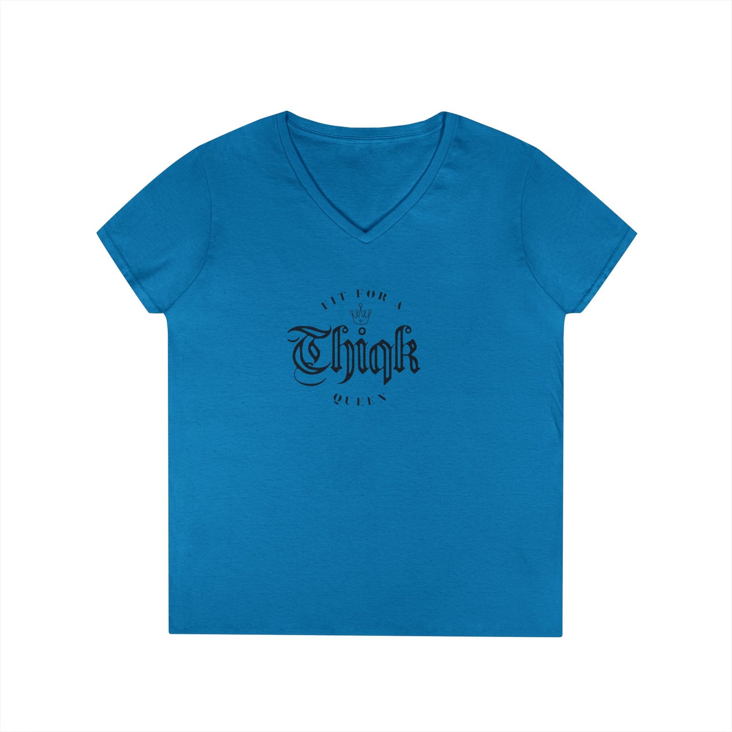 Thiqk's Fit for a Queen Ladies' V-Neck T-Shirt - Empowering Graphic Tee