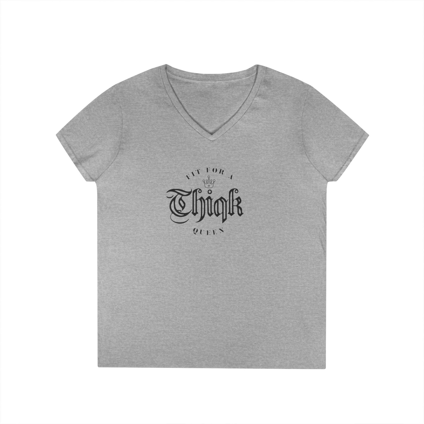 Thiqk's Fit for a Queen Ladies' V-Neck T-Shirt - Empowering Graphic Tee
